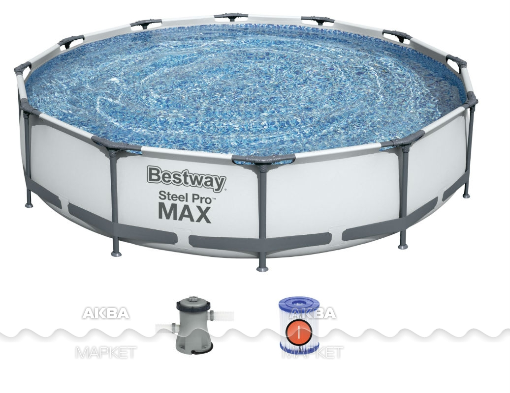 Каркасный бассейн Bestway Steel Pro Max 56416, 366х76 см (фильтр) - Купить  по низкой стоимости в интернет-магазине AquaMarket ⬥ Доставка по Дальнему  востоку и самовывоз - Код товара 52197